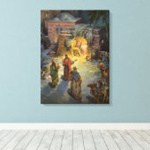 Weihnachtskrippe aus Weihnachten mit Besuch Magi Leinwanddruck (Insitu (Holzboden))