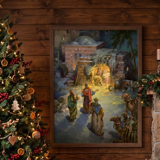Weihnachtskrippe aus Weihnachten mit Besuch Magi Poster