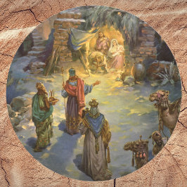 Weihnachtskrippe aus Weihnachten mit Besuch Magi Runder Aufkleber