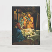 Weihnachtskrippe, Baby Jesus in Gefahr Feiertagskarte (Vorderseite)