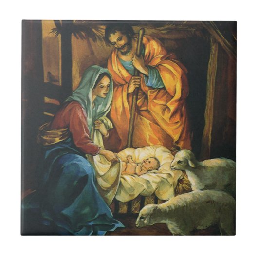 Weihnachtskrippe, Baby Jesus in Gefahr Fliese (Vorderseite)