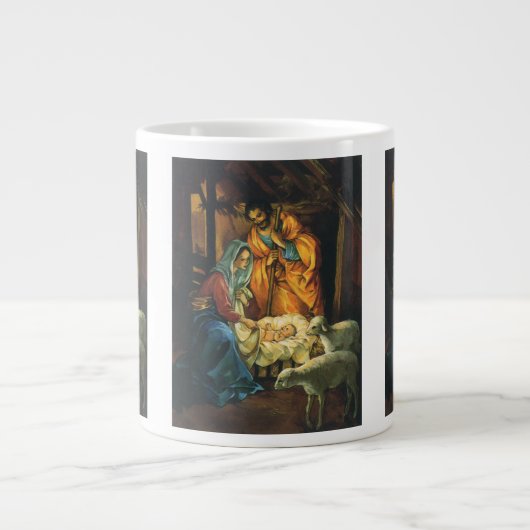 Weihnachtskrippe, Baby Jesus in Gefahr Jumbo-Tasse (Vorderseite)