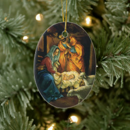 Weihnachtskrippe, Baby Jesus in Gefahr Keramikornament