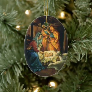 Weihnachtskrippe, Baby Jesus in Gefahr Keramikornament