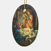 Weihnachtskrippe, Baby Jesus in Gefahr Keramikornament (Links)