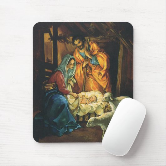 Weihnachtskrippe, Baby Jesus in Gefahr Mousepad (Mit Mouse)