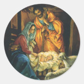 Weihnachtskrippe, Baby Jesus in Gefahr Runder Aufkleber (Vorderseite)