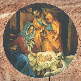 Weihnachtskrippe, Baby Jesus in Gefahr Runder Aufkleber