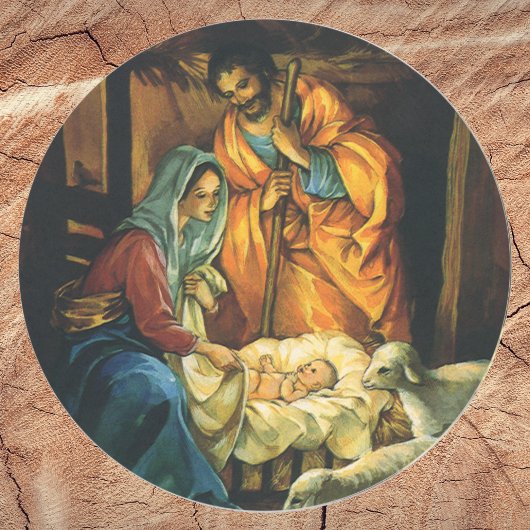 Weihnachtskrippe, Baby Jesus in Gefahr Runder Aufkleber