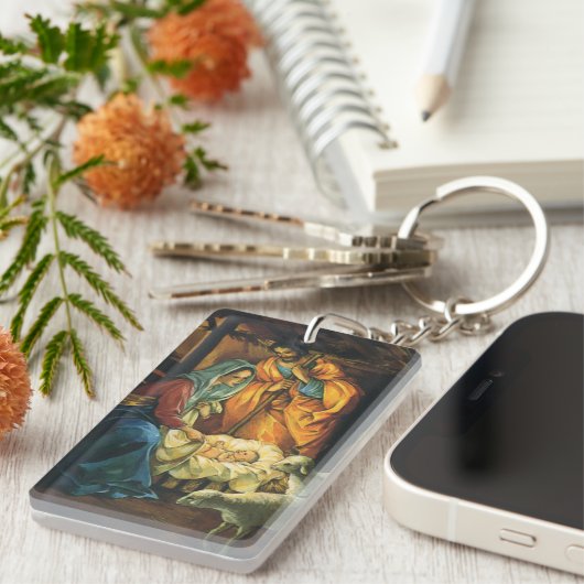 Weihnachtskrippe, Baby Jesus in Gefahr Schlüsselanhänger (Vorderseite rechts)