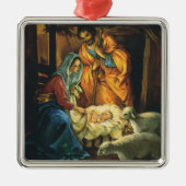 Weihnachtskrippe, Baby Jesus in Gefahr Silbernes Ornament (Vorne)