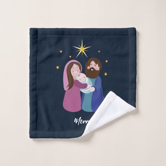 Weihnachtskrippe Badhandtuch Set (Waschlappen)