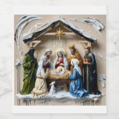 Weihnachtskrippe, Baum Weise Männer Bethlehem Weinetikett (Einzelnes Label)