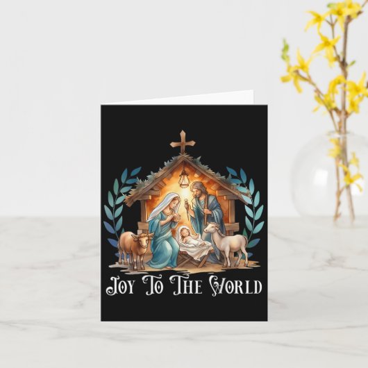 Weihnachtskrippe Christliche Geburt Jesu Joy to Karte (Gelbe Blume)