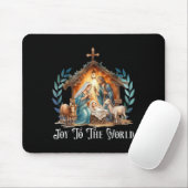 Weihnachtskrippe Christliche Geburt Jesu Joy to Mousepad (Mit Mouse)