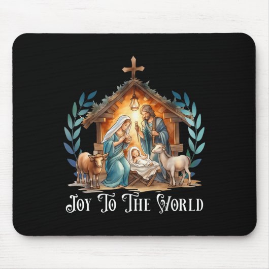 Weihnachtskrippe Christliche Geburt Jesu Joy to Mousepad (Vorne)