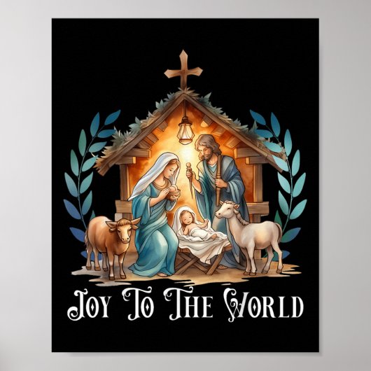 Weihnachtskrippe Christliche Geburt Jesu Joy to Poster (Vorne)