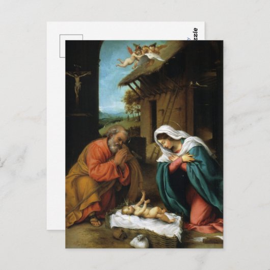 Weihnachtskrippe der Renaissance Postkarte (Vorne/Hinten)