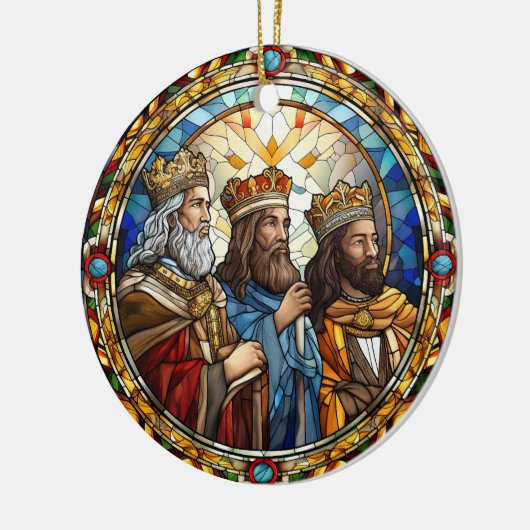 Weihnachtskrippe Drei Weisen Keramik Ornament (Links)