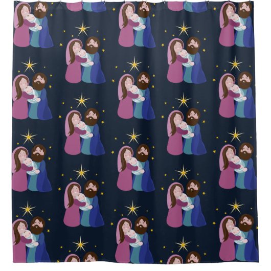 Weihnachtskrippe Duschvorhang (Vorderseite)