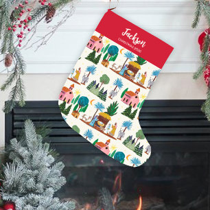 Weihnachtskrippe Ecru handgezeichnete Weihnachten Großer Weihnachtsstrumpf