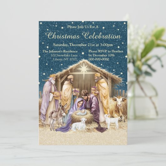 Weihnachtskrippe Einladung (Stehend Vorderseite)