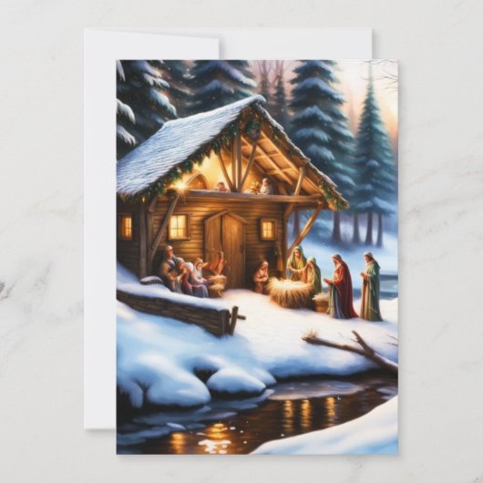 Weihnachtskrippe Feiertagskarte (Vorderseite)
