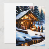 Weihnachtskrippe Feiertagskarte (Vorne/Hinten)