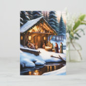 Weihnachtskrippe Feiertagskarte (Stehend Vorderseite)