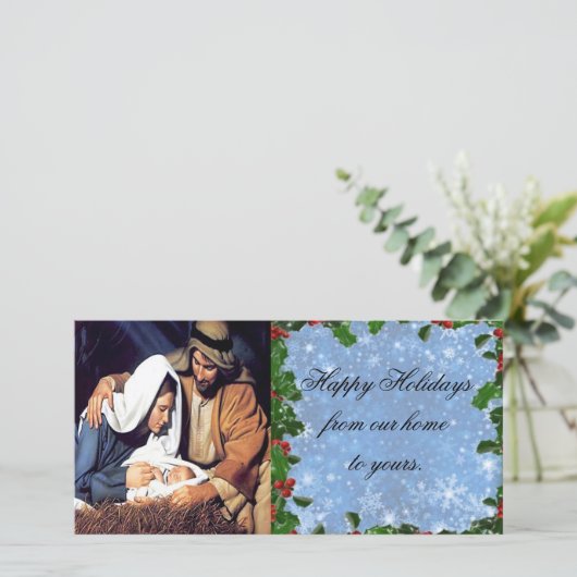 Weihnachtskrippe Feiertagskarte (Stehend Vorderseite)