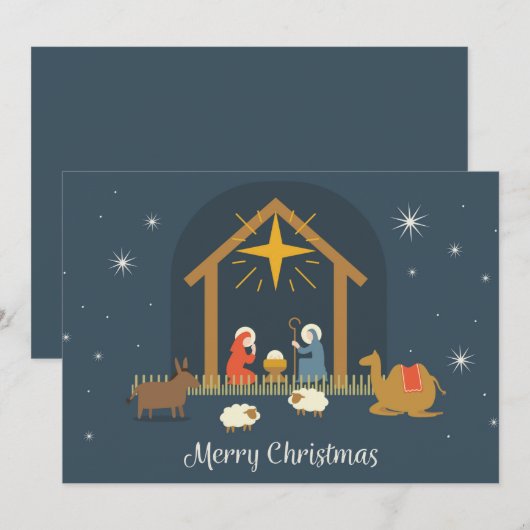 Weihnachtskrippe Feiertagskarte (Vorne/Hinten)