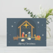 Weihnachtskrippe Feiertagskarte (Stehend Vorderseite)