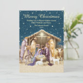 Weihnachtskrippe Feiertagskarte (Stehend Vorderseite)