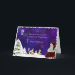 Weihnachtskrippe Feiertagskarte<br><div class="desc">Der Weihnachtsmann sieht sich die Krippe an. Einzigartige Kombinationen aus der traditionellen Krippe und einer Weihnachtsszene mit dem Weihnachtsbaum und einem Weihnachtsbaum.</div>