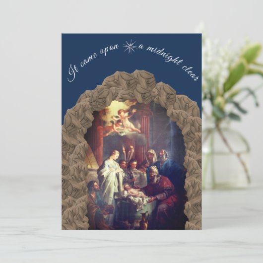 Weihnachtskrippe Feiertagskarte (Stehend Vorderseite)