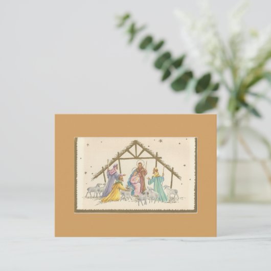 Weihnachtskrippe Feiertagspostkarte (Stehend Vorderseite)