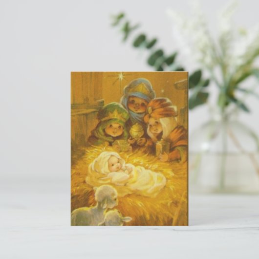 Weihnachtskrippe Feiertagspostkarte (Stehend Vorderseite)