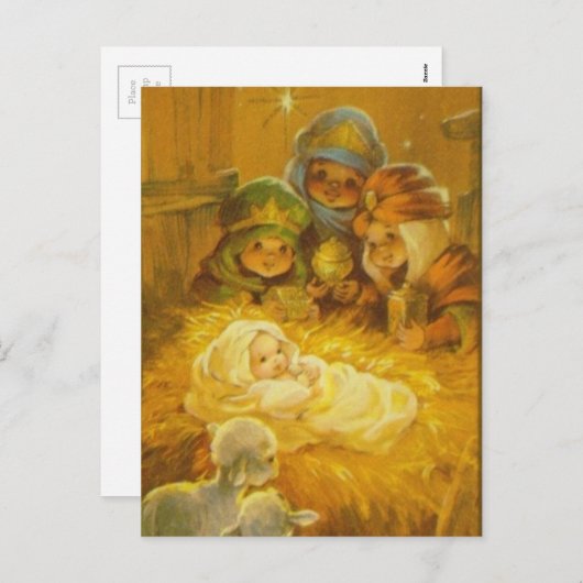 Weihnachtskrippe Feiertagspostkarte (Vorne/Hinten)