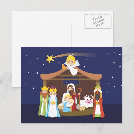 Weihnachtskrippe Feiertagspostkarte (Vorne/Hinten)