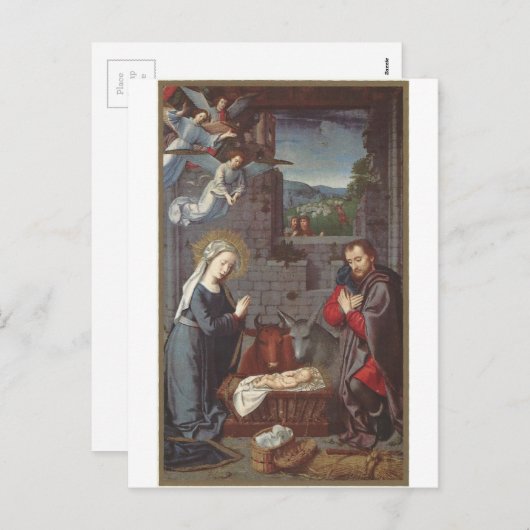 Weihnachtskrippe Feiertagspostkarte (Vorne/Hinten)