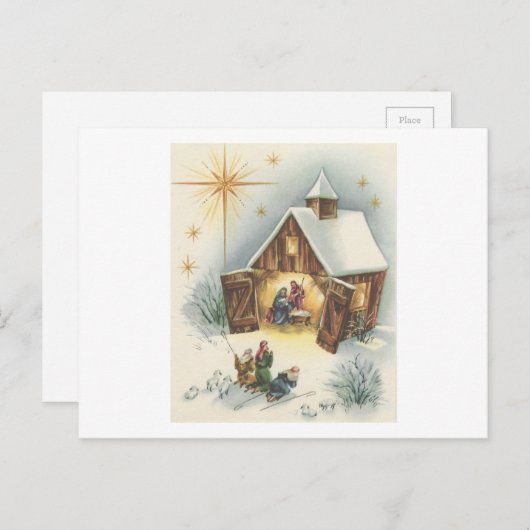 Weihnachtskrippe Feiertagspostkarte (Vorne/Hinten)