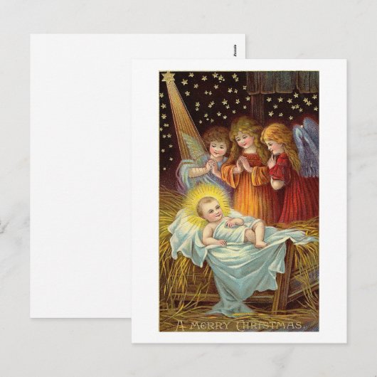 Weihnachtskrippe Feiertagspostkarte (Vorne/Hinten)