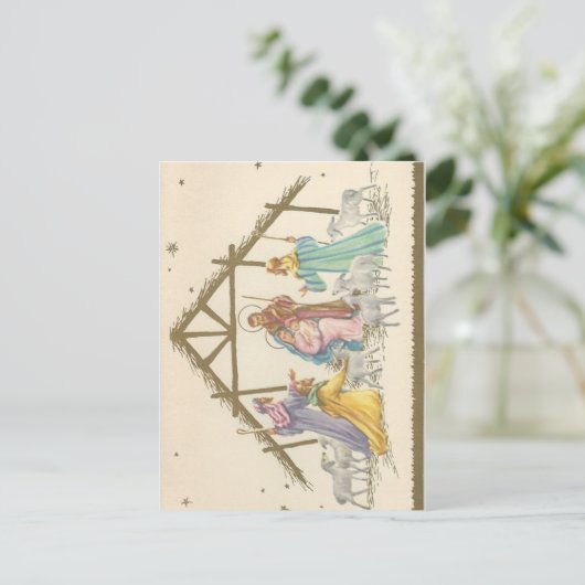 Weihnachtskrippe Feiertagspostkarte (Stehend Vorderseite)