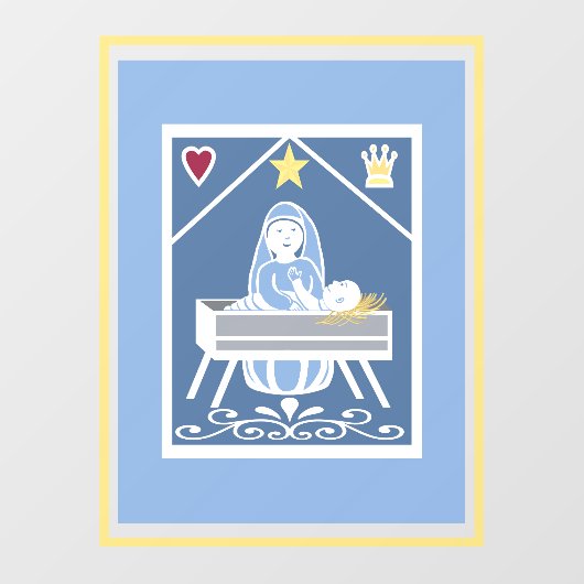 Weihnachtskrippe Fensteraufkleber (Blatt)