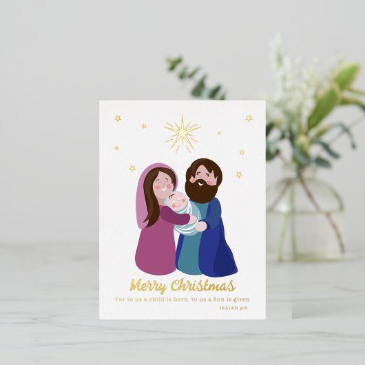 Weihnachtskrippe Folien Feiertagspostkarte (Stehend vorne)