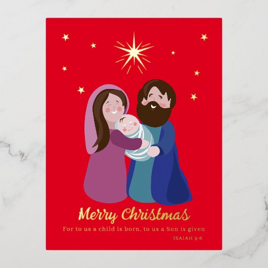 Weihnachtskrippe Folien Feiertagspostkarte (Vorderseite)