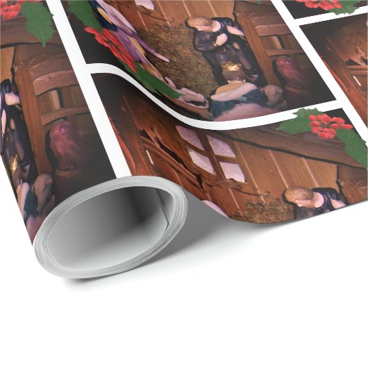 Weihnachtskrippe-Foto Geschenkpapier (Rolleneckpunkt)
