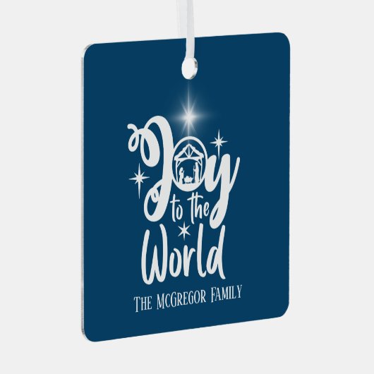 Weihnachtskrippe Freude an der Welt Blau & Weiß Ornament Aus Metall (Vorderseite Rechts)