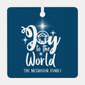 Weihnachtskrippe Freude an der Welt Blau & Weiß Ornament Aus Metall (Vorderseite)