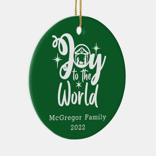 Weihnachtskrippe Freude für die Welt Grün & Weiß Keramik Ornament (Rechts)